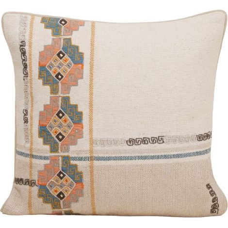 Housse de coussin en Jacquard de coton et broderie ethnique ITZEL (1/5)