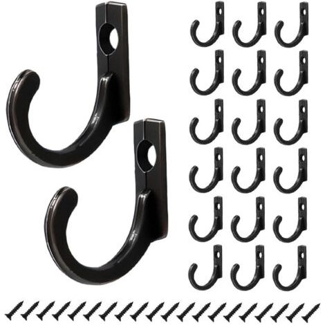 20 Pièces Accroche Serviette Salle de Bain, Alliage de Zinc Crochet Mural Noir, Noir Patere Porte Manteau, pour Suspendre Clés, Chapeaux (1/5)