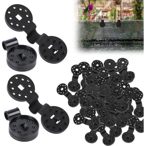 Packung mit 100 Schutzclips für Sichtschutzwände, Spezialclips mit Ösen, Befestigungsclips für schwarze Planen, oxidationsbeständige Befestigung für Sichtschutzwände (1/5)