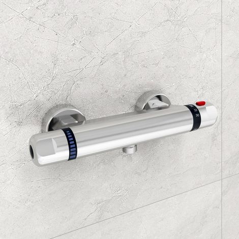 Biubiubath Thermostatic Exposed Bar Shower Mixer Valve Tap Chrome Top 1/2" Outlet (1/5)