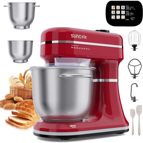 Impastatrici Planetarie 1500W – Touch Display & Versione Pulse Robot Multifunzione, 2 Ciotole Inox 4,5+5,5 L, Bilancia + Timer, Fermentazione/Riscaldamento (1/5)