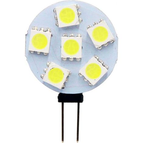G4 LED Bulb 2W, AC/DC12-24V, 200LM Cool White 6000K, 12x 5050SMD, 20w Halogen Bulb Equivalent, Non-Dimmable, G4 Round LED Bulb for Cabinet Light, Recessed Lighting, Pack of 6