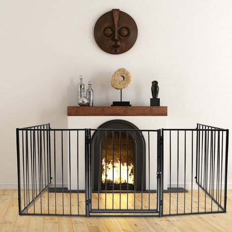 SWANEW Barriera di sicurezza 305 cm per Bambini e Animali Cancelletto Griglia di Sicurezza per Camino Preassemblato Barriera Protettiva Pieghevole per Porte o Scale 5 Pannelli (1/5)