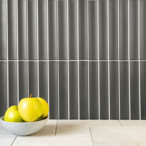 Carrelage mural intérieur en relief mat noir 11,5x23 cm Jaipur Storm (1/2)