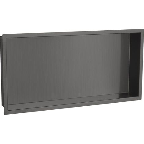 JTP Vos Rectangular Shower Niche 300mm H x 600mm W - Brushed Black (1/2)