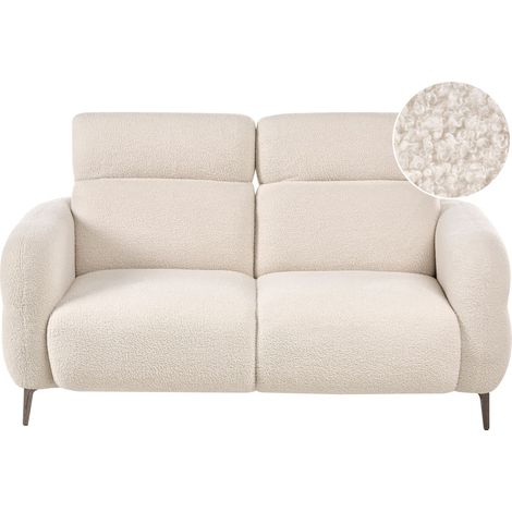 2 Seater Sofa Off-White Boucle with Adjustable Headrests Minimalistic Style ARTUNA (1/5)