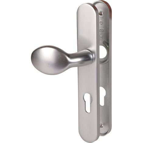 Hoppe – Poignée de porte d'entrée à cylindre – Entraxe 195 mm – Finition gris argent – Pour épaisseur de porte 40 mm (1/4)
