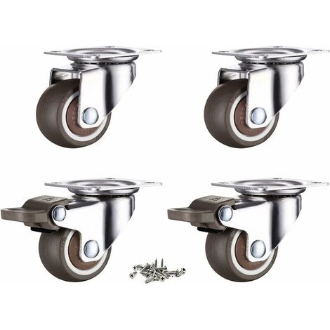 4er-Set 38 mm Möbelrollen mit Schraubenbremse und Gummi, passend für Paletten (38 mm) (1/5)