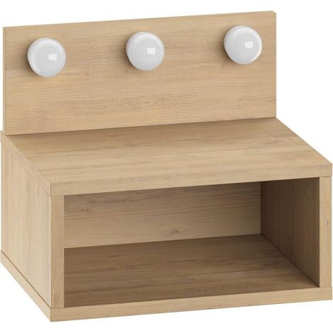 Table de chevet avec ampoule en bois "Treo" - 40 x 30 x 34 cm - Beige