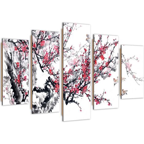 Quadro deco panel 5 parti, Ciliegio giapponese - 150x100 (1/5)