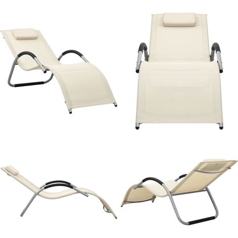 Sonnenliege Textilene Creme und Grau - Sonnenliege - Gartenliege - Strandliege - Textilene Liege - Alu Liege - Home & Living (1/5)
