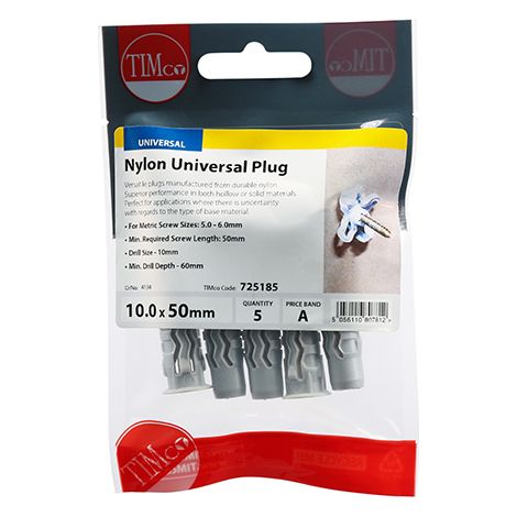 TIMCO Nylon Universal Plugs - 10.0 x 50