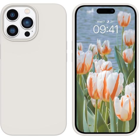CUSTODIA PER APPLE IPHONE 14 PRO SILICONE BEIGE STRONG A2890 A2650 A2889 (1/5)