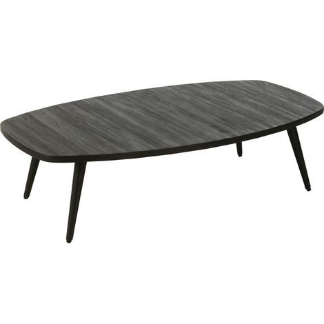Table basse rectangulaire teck recyclé noir design moderne - Noir bois vieilli (1/5)