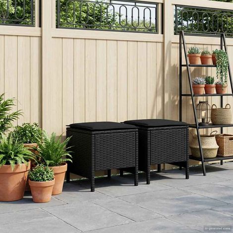 vidaXL Poggiapiedi da Giardino 2 Pezzo Nero 38 x 38 x 45 cm