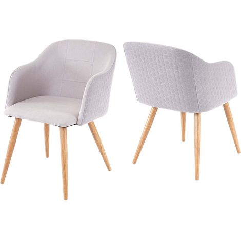 2x chaise de séjour/salle à manger HWC-D71, fauteuil, design rétro, accoudoirs, tissu - gris clair (1/5)