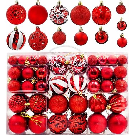 Boules de Noël, Lot de 100 Décoration de Noël Boules, Boules de Noël incassables à Suspendre, Boule d’Arbre de Noël, Boules de Noël Assorties incassables pour Noël Decoration Noël Fête (1/5)