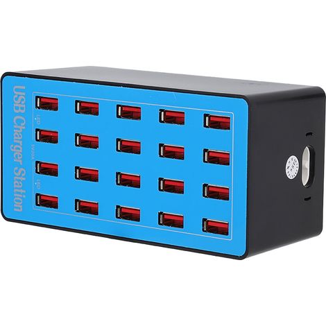 Station de Charge USB 20 Ports 20A 5V - Hub USB Multi-niveaux avec Prise EU