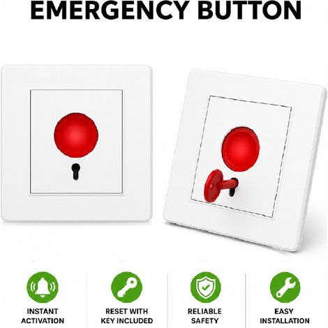 Tuya Pulsante Antipanico e Uscita Emergenza Cablato con Chiave Reset per Allarmi (1/5)
