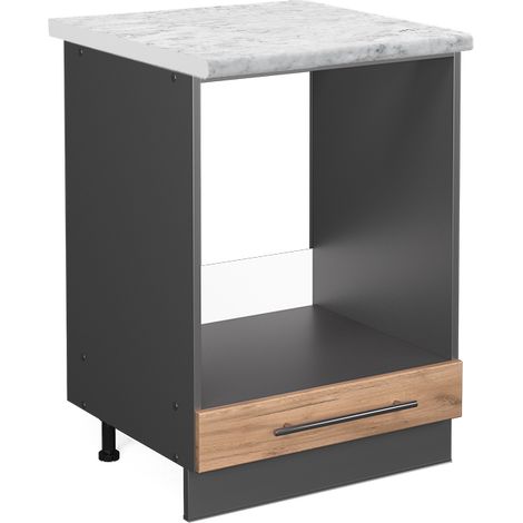 Herdumbauschrank Fame-Line, Goldkraft Eiche, 60 cm , AP Marmor, Vicco