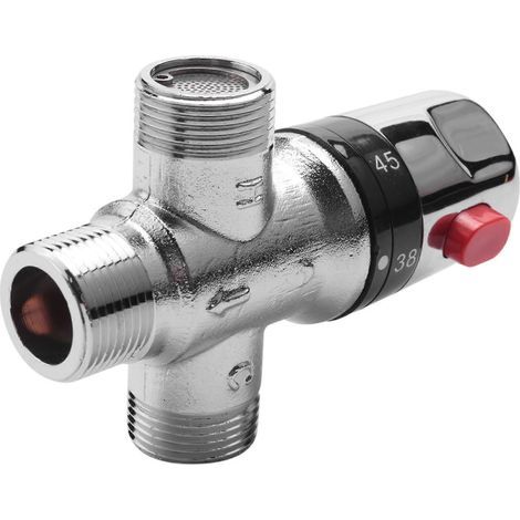 Robinet mélangeur thermostatique 3 voies en cuivre massif 3/4 pouce pour chauffe-eau solaire, régulateur de température (1/5)