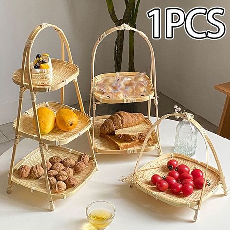 Panier de rangement rond en bambou tressé 2 compartiments (1/4)