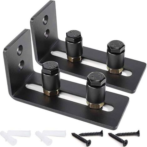 Lot de 2 rouleaux de guidage au sol réglables pour bas de porte coulissante - Noir - Super lisse et silencieux - Facile à installer (2 rouleaux) - S'adapte à toutes les tailles de portes