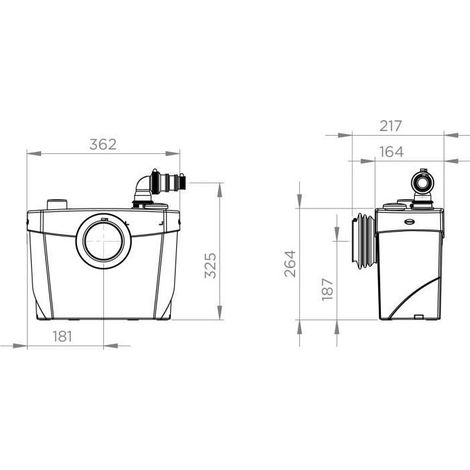 SFA – Broyeur WC silencieux 400W – 2 entrées pour lavabo et WC – Évacuation eaux usées – Compact 36,1 x 21,6 x 32,5 cm – Made in France