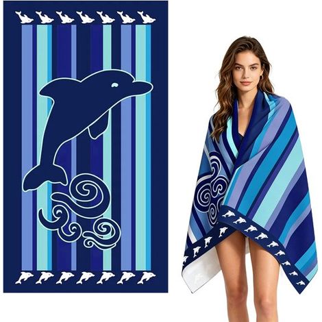 Strandtuch XL 180 x 100 cm Schnelltrocknend und super saugfähig Leichtes Mikrofaser-Schwimmtuch für Erwachsene Großes Strandtuch für Pool und (1/5)