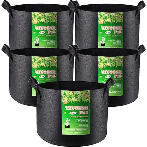 Kit de culture en feutre pour plantes, sac de culture pour légumes/fleurs/plantes/champignons, pot de fleurs en tissu non tissé épais avec poignée (1/5)