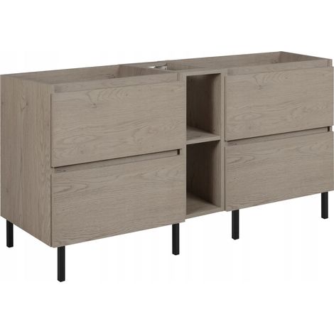 Einfaches Waschtischunterschrank - 140 cm - Eiche Dunkel - Minimalistisch und Praktisch