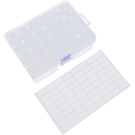 24 boîtes de rangement rondes pour peinture diamant, avec autocollants. (1/5)