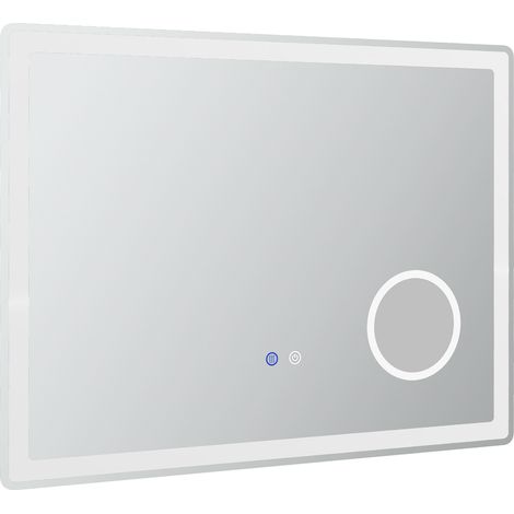 LED-Badezimmerspiegel 80x60 cm mit 3x Vergrößerung, Touch, 3 Lichtfarben, Anti-Beschlag (1/4)