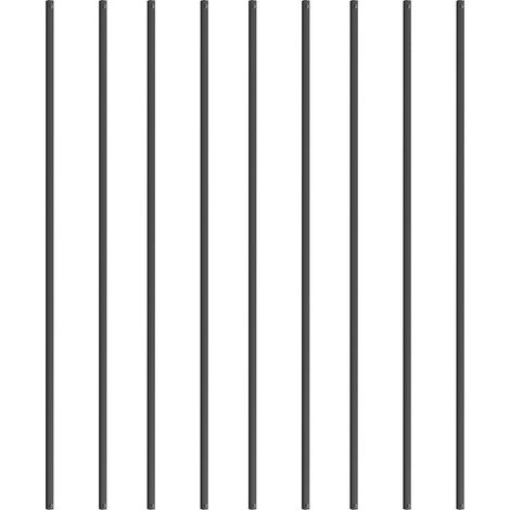 Balustres d'escalier en aluminium noir, pack de 11 barreaux carrés 112 cm x 1,3 cm, garde-corps creux classique avec vis