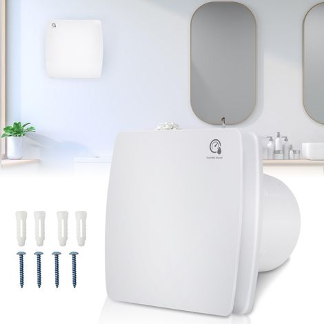 Randaco Ventilatore per bagno - Ventilatore per radiatore - Ventilatore a parete - Timer 150 mm - Feuchtesensor - Mit Rückflussleitblech (1/5)