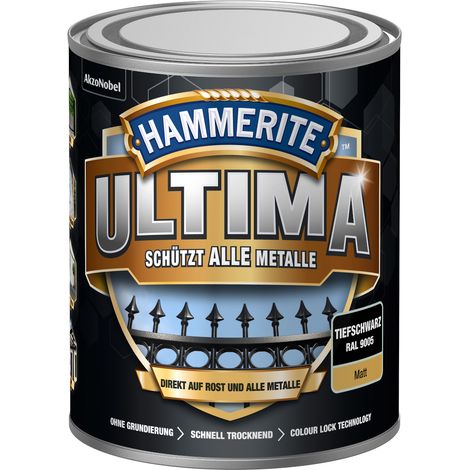 Hammerite Metallschutzlack Ultima Matt, Tiefschwarz, RAL 9005, 750 ml
