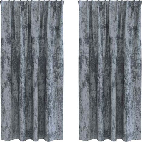 Rideau avec des rideaux 2 pcs Gris argenté 175 x 140 cm Velours CFW85604 (1/5)
