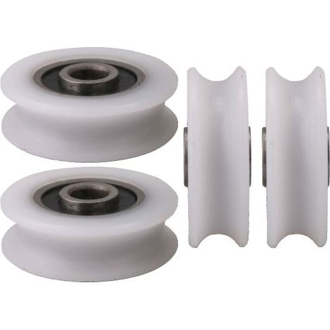 Pulegge in nylon bianco con scanalatura a U, diametro interno 4206,5-7,4 mm, per porte scorrevoli (1/2)