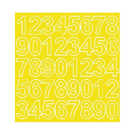 Pegatinas autoadhesivas con números de 3,5 cm, color amarillo mate.