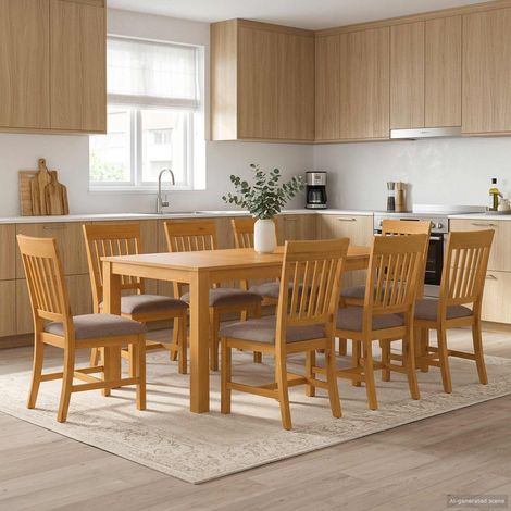 vidaXL Ensemble de salle à manger 9 pc Gris Bois de chêne massif (1/5)