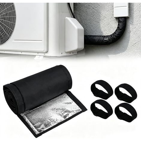 3 couches d'isolation conduit réfrigérant imperméable, cache tuyau isolant pour climatiseur split, unité extérieure extérieure, noir (1/5)