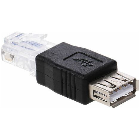 Adaptateur USB vers RJ45, adaptateur USB 2.0 femelle vers Ethernet RJ45 mâle, noir, pour réseau LAN (1/5)