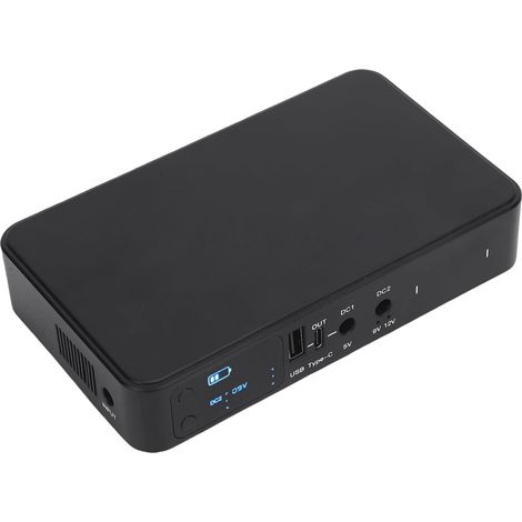 DC UPS Batterie de Secours 18000mAh avec Batterie Lithium Rechargeable Sortie DC 5V 9V 12V Compacte Portable pour Modem Caméra Routeur LED Home Office