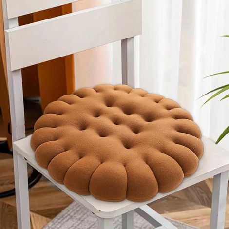 Dickes, keksförmiges Kissen für japanische Tatami-Matten, kreatives Plüsch-Stuhlkissen – dunkelbraun