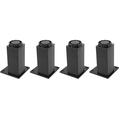 Lot de 4 pieds réglables en alliage d'aluminium pour canapé, lit, armoire, meubles (100 mm). (1/5)