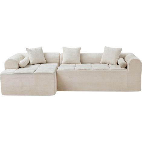Beiges Ecksofa aus Chenille 263 cm MODENUIT (1/5)
