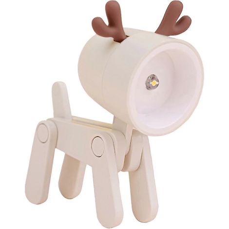 Niedliches Haustier-Nachtlicht, dekoratives Ornament, Geschenk, tragbarer Mini-Handyhalter, kreative LED-Schreibtischlampe-Deer-Apricot
