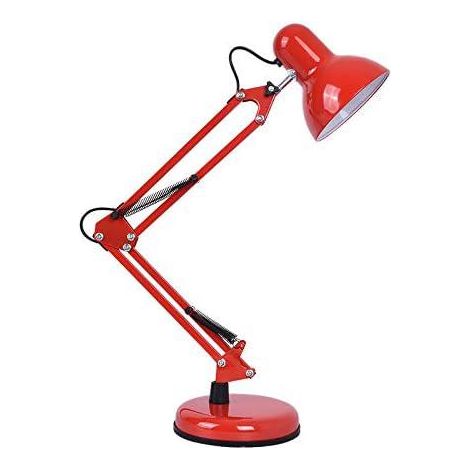 Lampe de bureau, lampe de table à bras pivotant, lampe de lecture E27, position de l'abat-jour réglable, lampe d'architecte pour étudiants en bureau pour lire au lit (Rouge) (1/5)