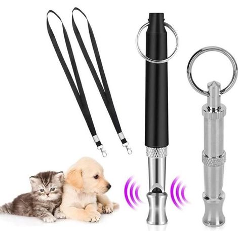 Sifflet de dressage - Professionnel - Lot de 2 - Ultrasons silencieux - Réglable - Acier inoxydable (1/4)