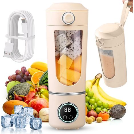 Portable Blender, Mini Stand Mixer Blender, 700ml Portable Smoothie Maker Blender, with 12 Stainless Steel Blenders, Refillable Juice Extractor for Milkshakes, Fruits and Vegetables, Display (1/5)